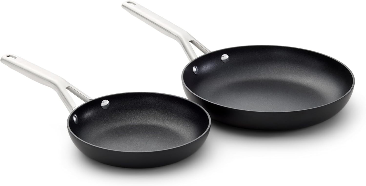 NEW Hard-Anodized Nonstick Frying Pan Set 8 Inch and 10 Inch Skillets Set