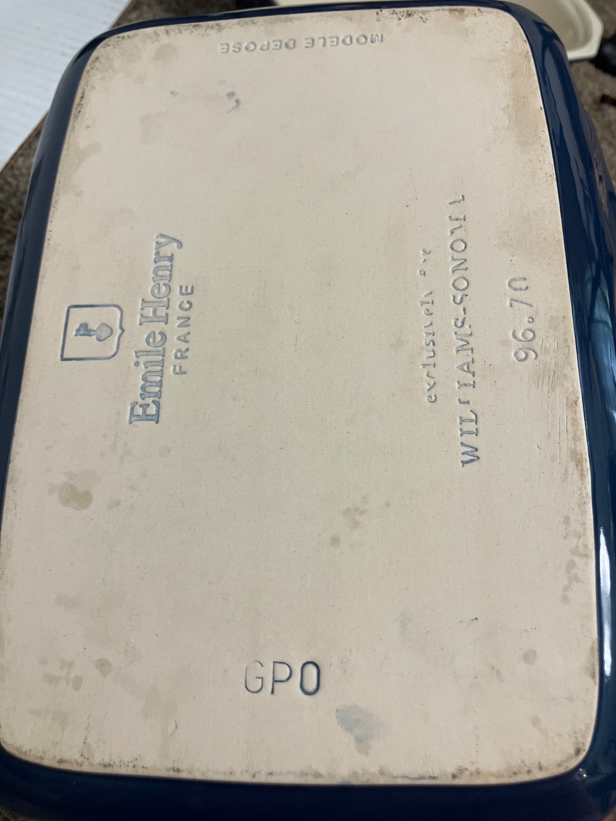 Williams Sonoma Emile Henry Blue Depose Stoneware Casserole Baking Dish 96.70