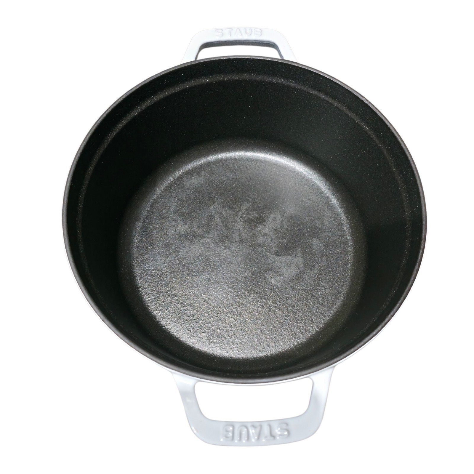 STAUB 4 Qt Round Enameled Cast Iron Dutch Oven Cocotte White 24cm 9-3/8” France