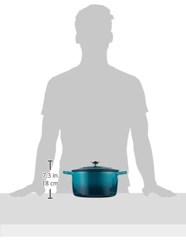 Crock-Pot Artisan 5-Quart Round Enameled Cast Iron Dutch 5-Quart, Teal Ombre