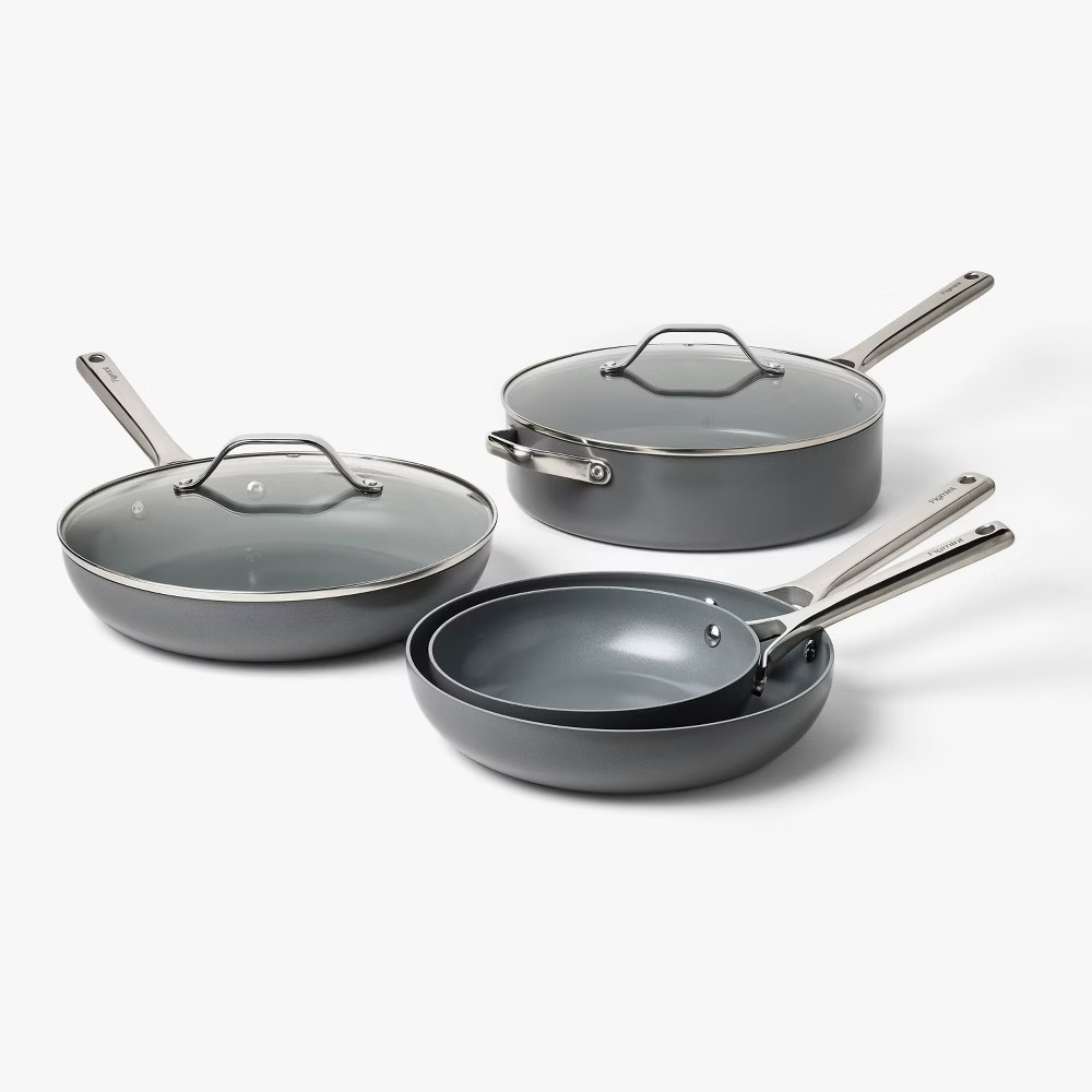 16pc Nonstick Ceramic Coated Aluminum Cookware Set Dark Gray – Figmint