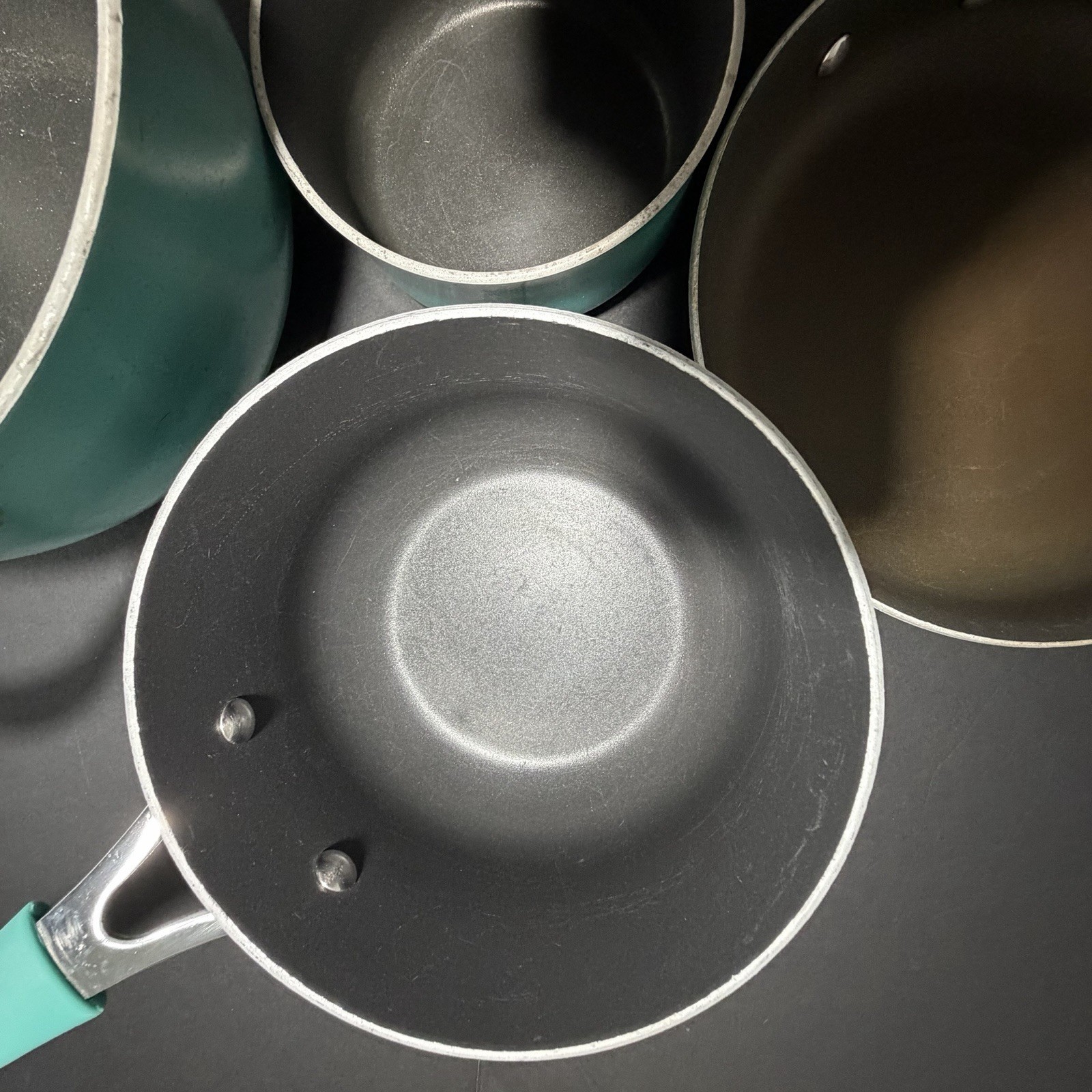 THE PIONEER WOMAN Teal Speckle Enamel Aluminum Non Stick Cookware Set 7 PC