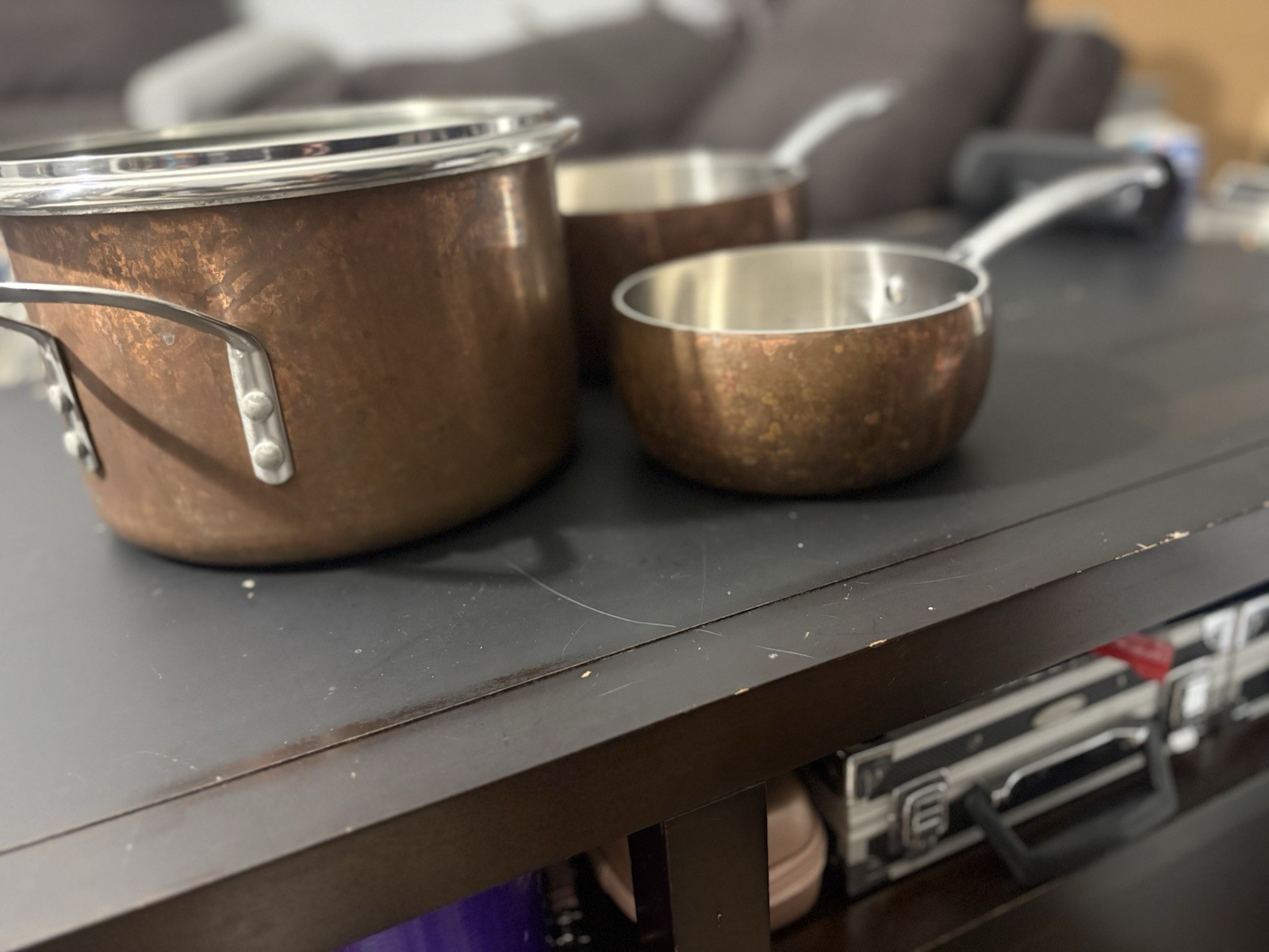 6-Piece Copper Stainless Steel Pan Set w/ Frying Pan, Saucepan, Pot & Lid
