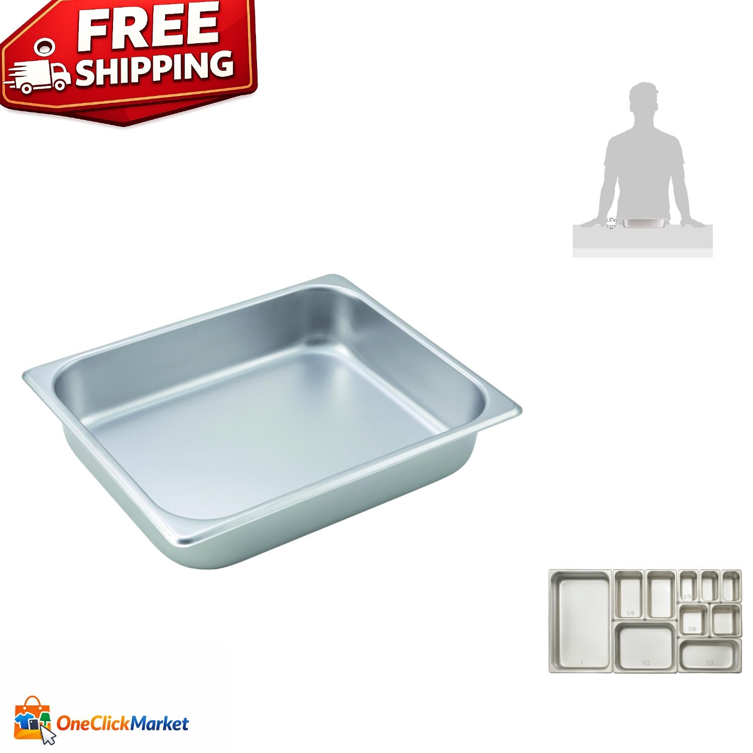 Durable 1/2 Size 2.5″ Deep Stainless Steel Food Pan for Casseroles & More