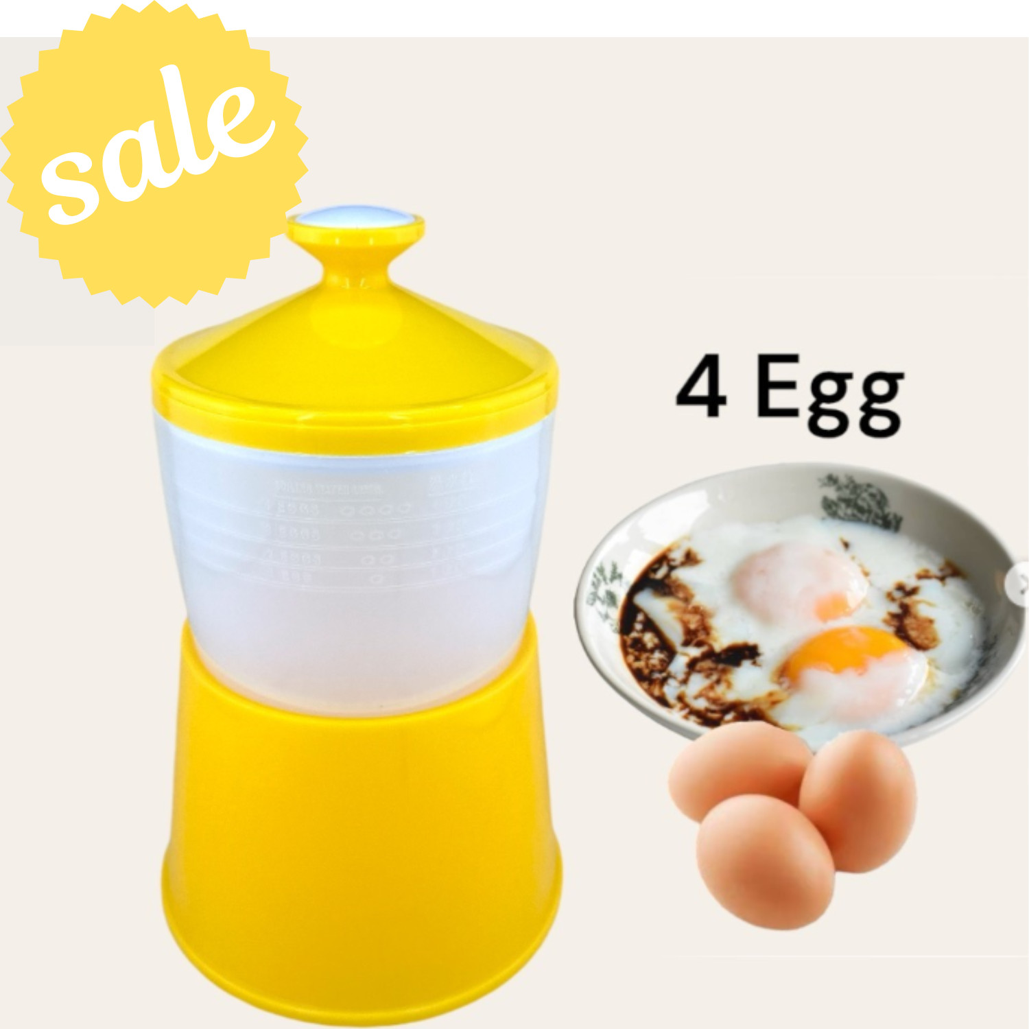 1x Half Boiled Egg Maker Malaysian Recipe Original Made in Malaysia Yellow Color