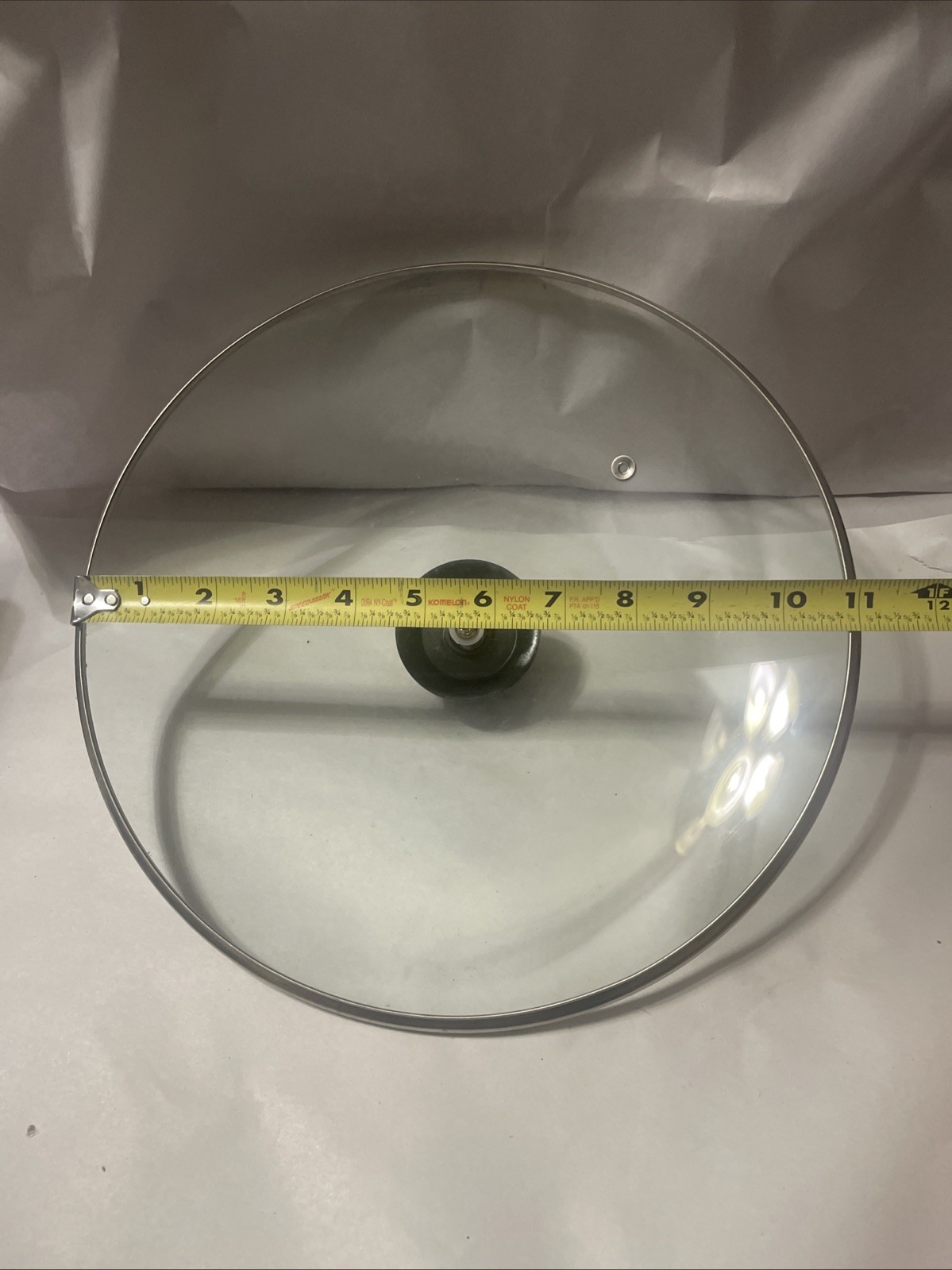 Large 11 inch Replacement Glass Lid W/ Stainless Steel Rim & Steam Hole Lid Only