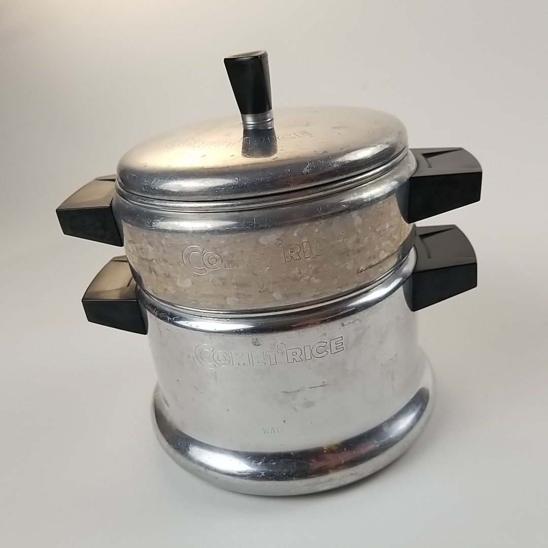 Comet Rice Steamer Pot Aluminum Double Stovetop Cooker Pan Excellent Vintage