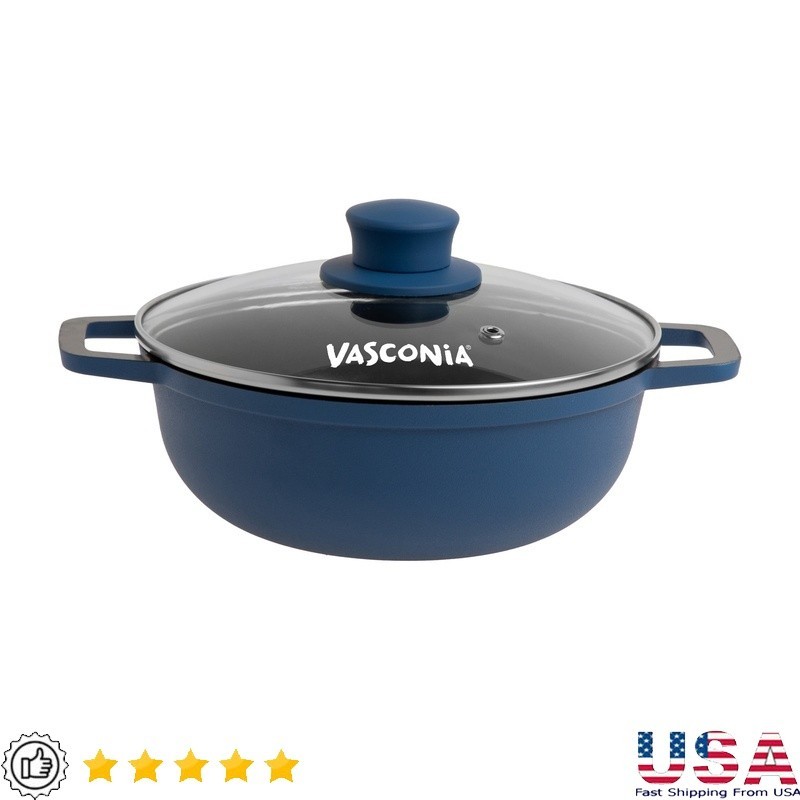 Cast Aluminum Caldero W/ Ceramic Coated Interior Induction Compatible Glass Lid