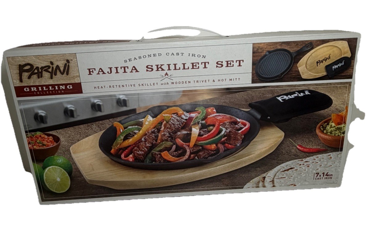 Parini Grilling Collection Fajita Skillet Set Can Use For Meats Fish Veg.NIB