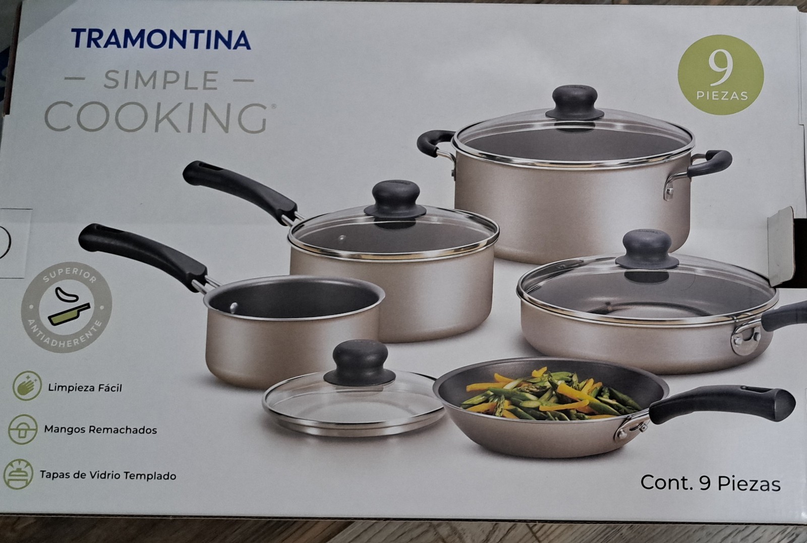 Tramontina Non-Stick Cookware Pan Set, Champagne – 9 Pack
