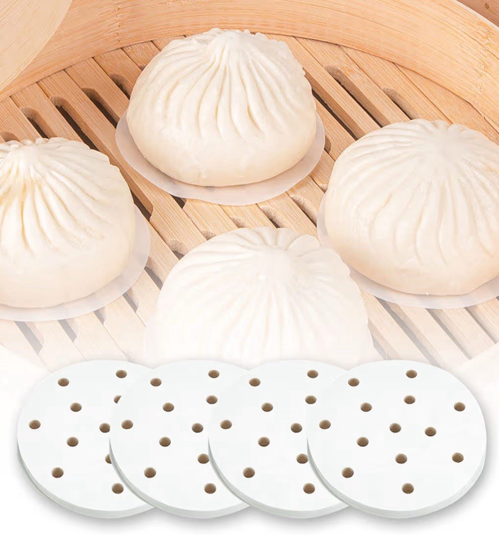 400Pcs 4″ Bamboo Steamer Liners – Non-Stick Paper for Dumplings Buns Dim Sum