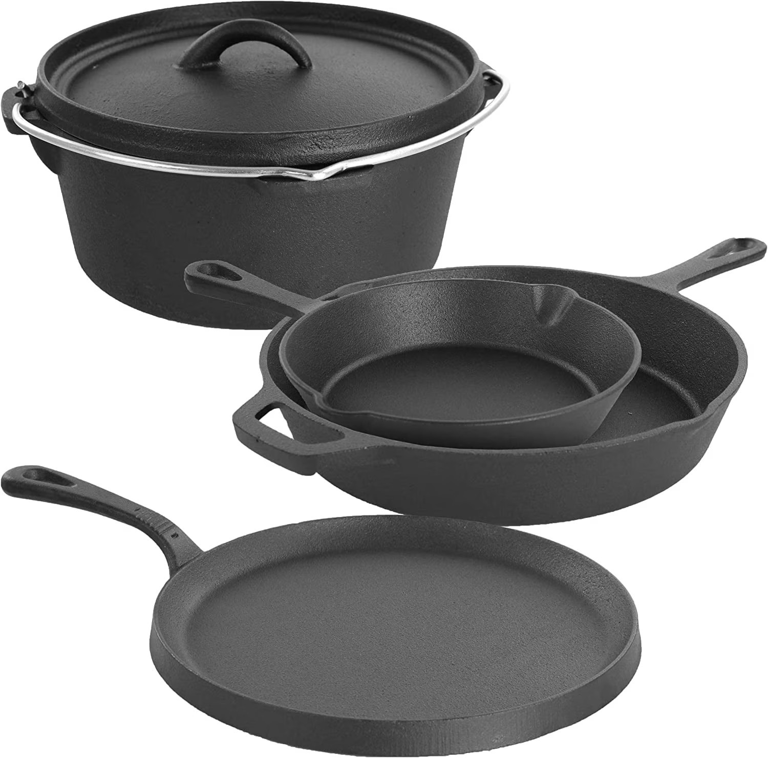 MegaChef Pre-Seasoned Cast Iron 5-Piece Cookware Set