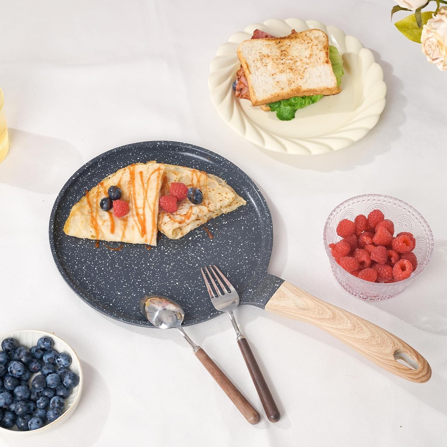 Crepe Pan Nonstick, 9.5 Inch Comales Para Tortillas Griddle Pan for Stove Top…