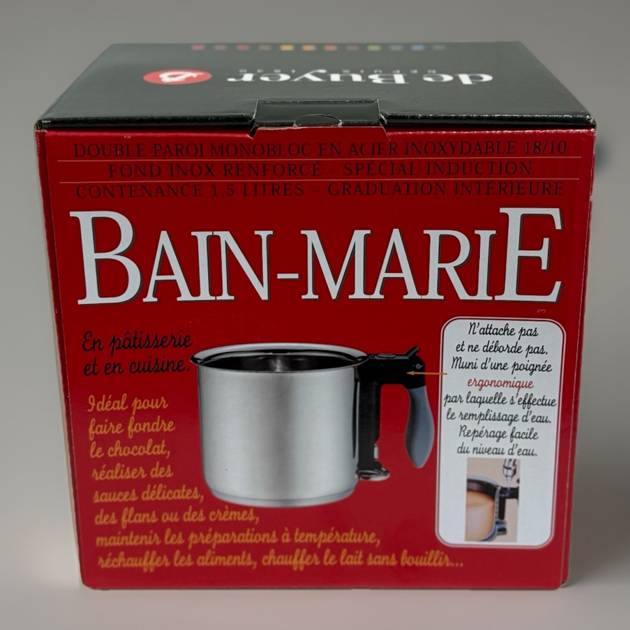 De Buyer Bain-Marie Double Boiler 1.5 L Stainless Steel Base Induction NIB