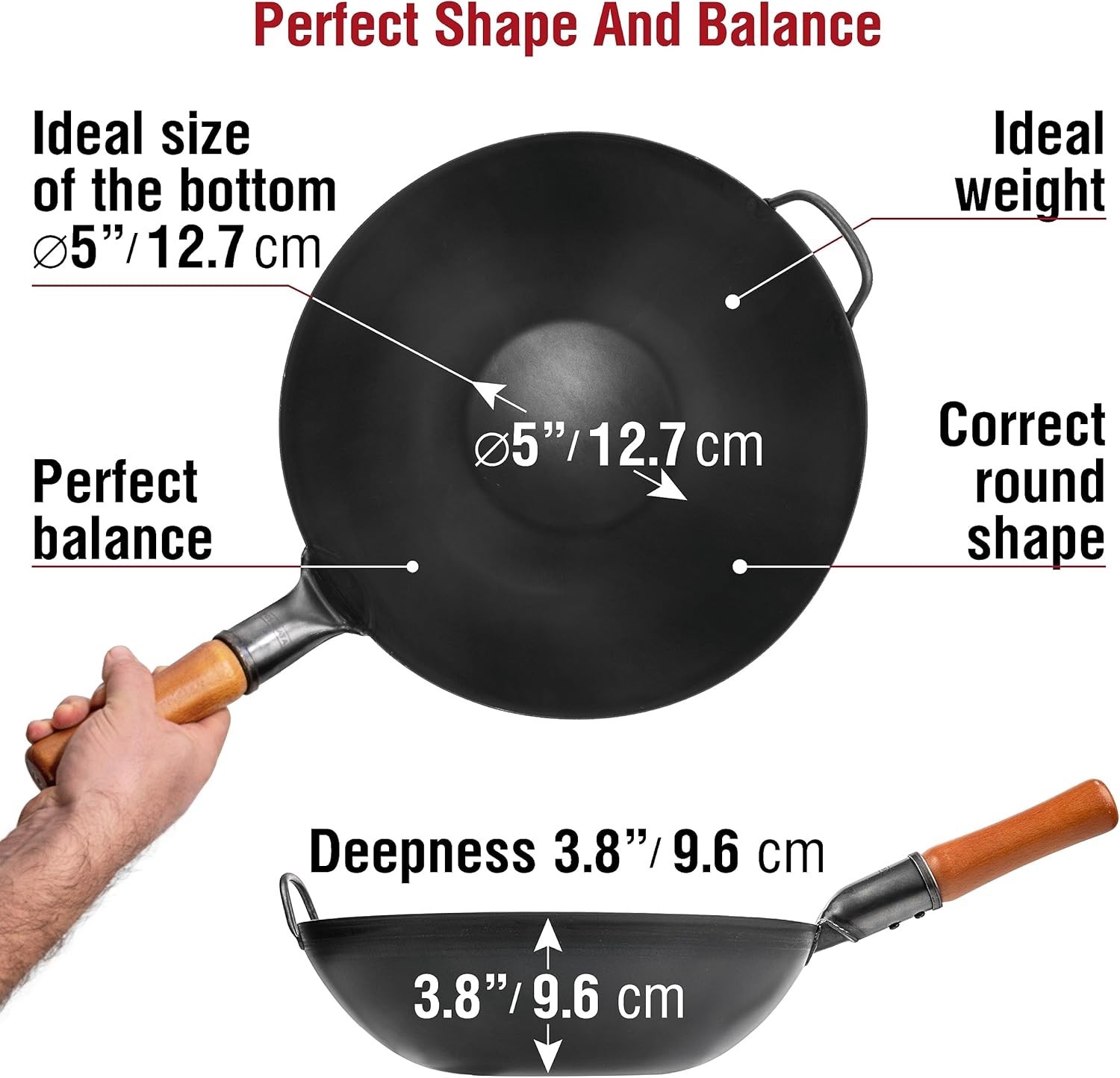 13.5-Inch Heavy-Duty Carbon Steel Wok – Cook on Induction, Gas & Open Fire