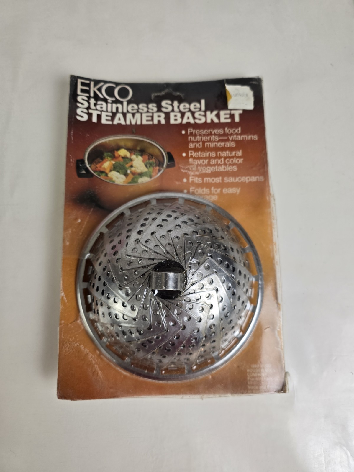 Vtg. NEW 1980 EKCO Stainless Steel Vegetables/Seafood Collapsible Steamer Basket