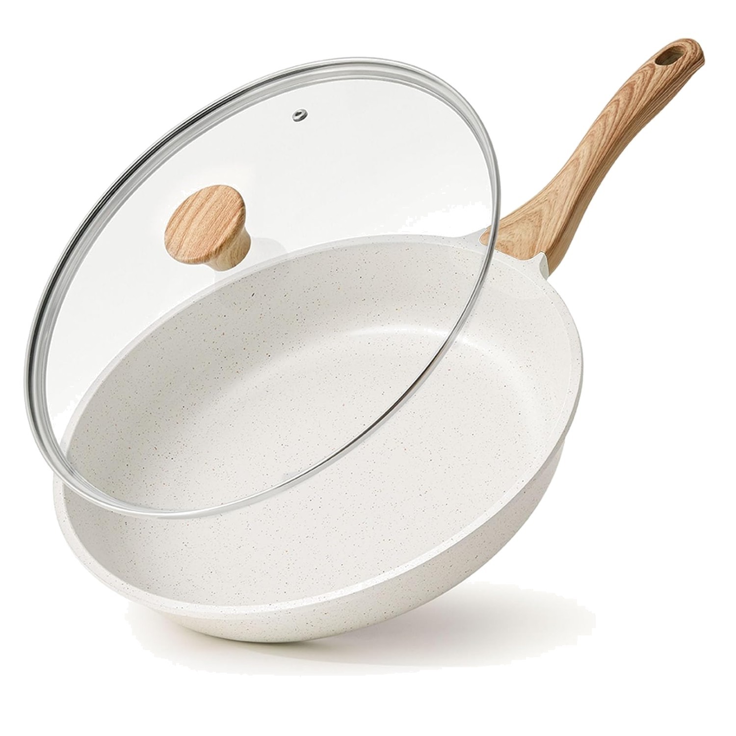 8-Inch Super Nonstick Ceramic Pan with Glass Lid – Perfect for Sautéing & Frying