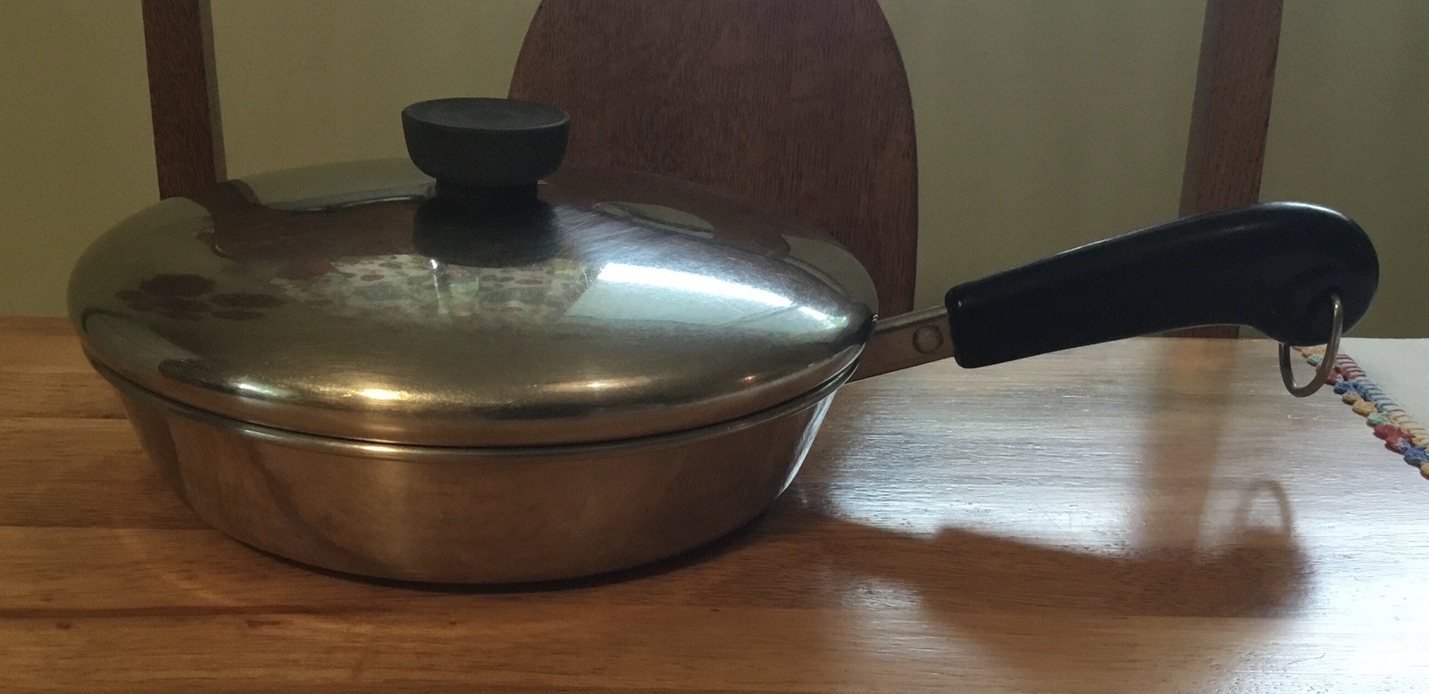 Vtg Revere Ware 8” Skillet Pan Stainless Steel w/Lid~ Clinton, IL