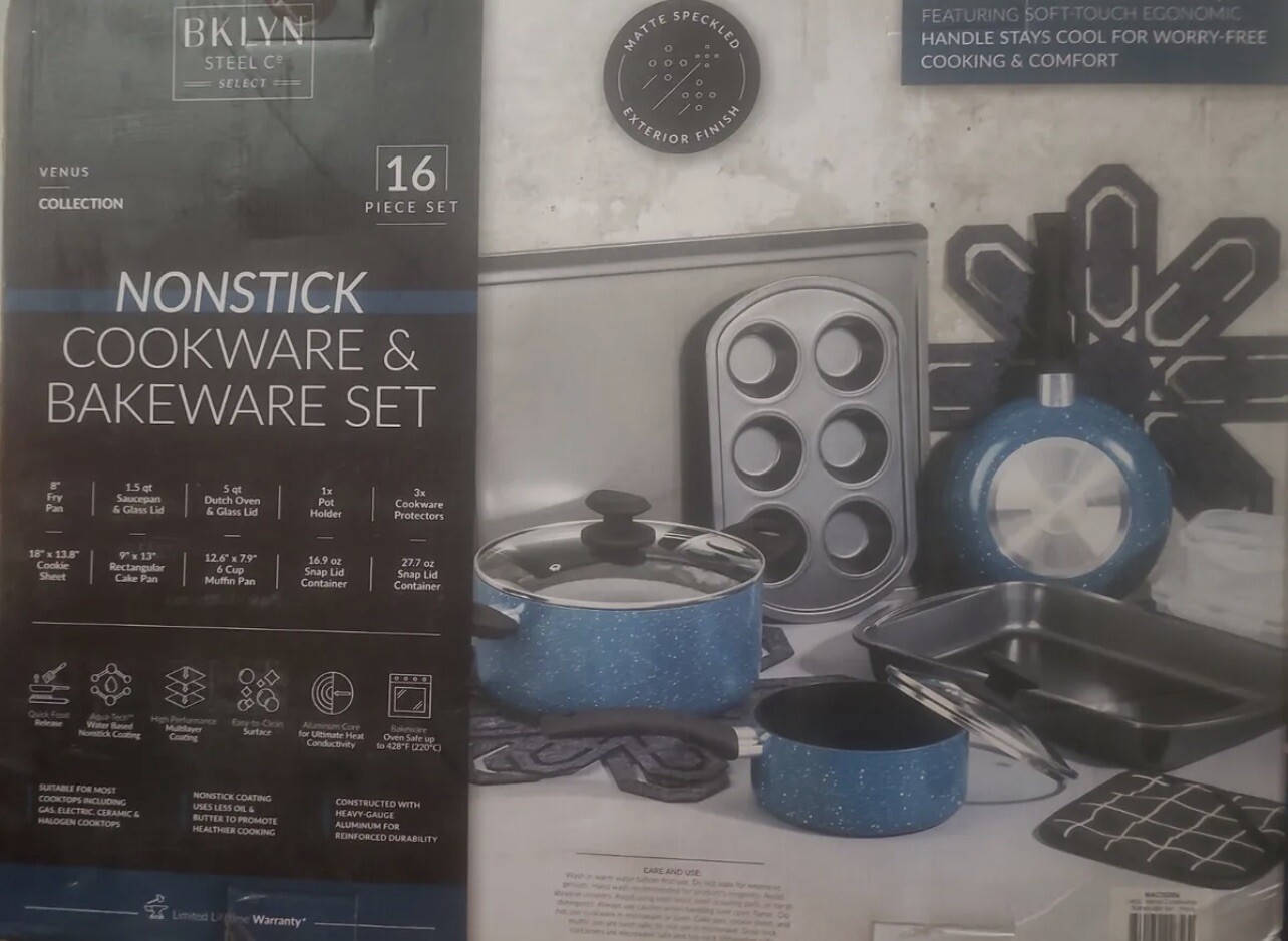 Brooklyn Steel Co. Venus Nonstick Aluminum 16-Pc. Cookware Set