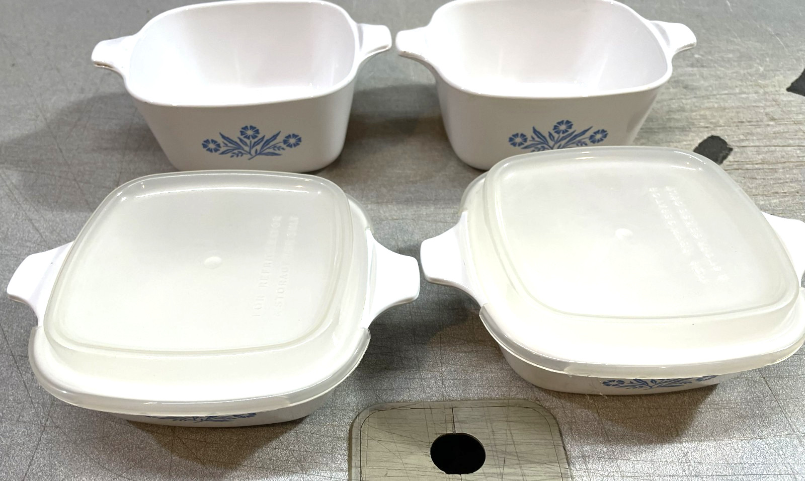 4 FOUR Casseroles Small Corning Ware Blue Cornflower P-43-B P-41-B 2 Lids