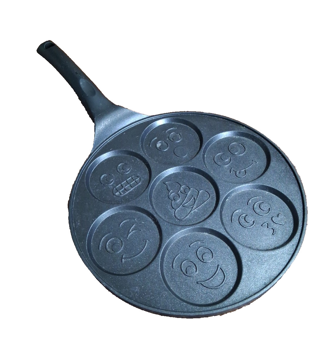 Emoji Pan Nonstick Griddle CROFTON Maker Mini Pancake 7 Slots 10 1/2 in
