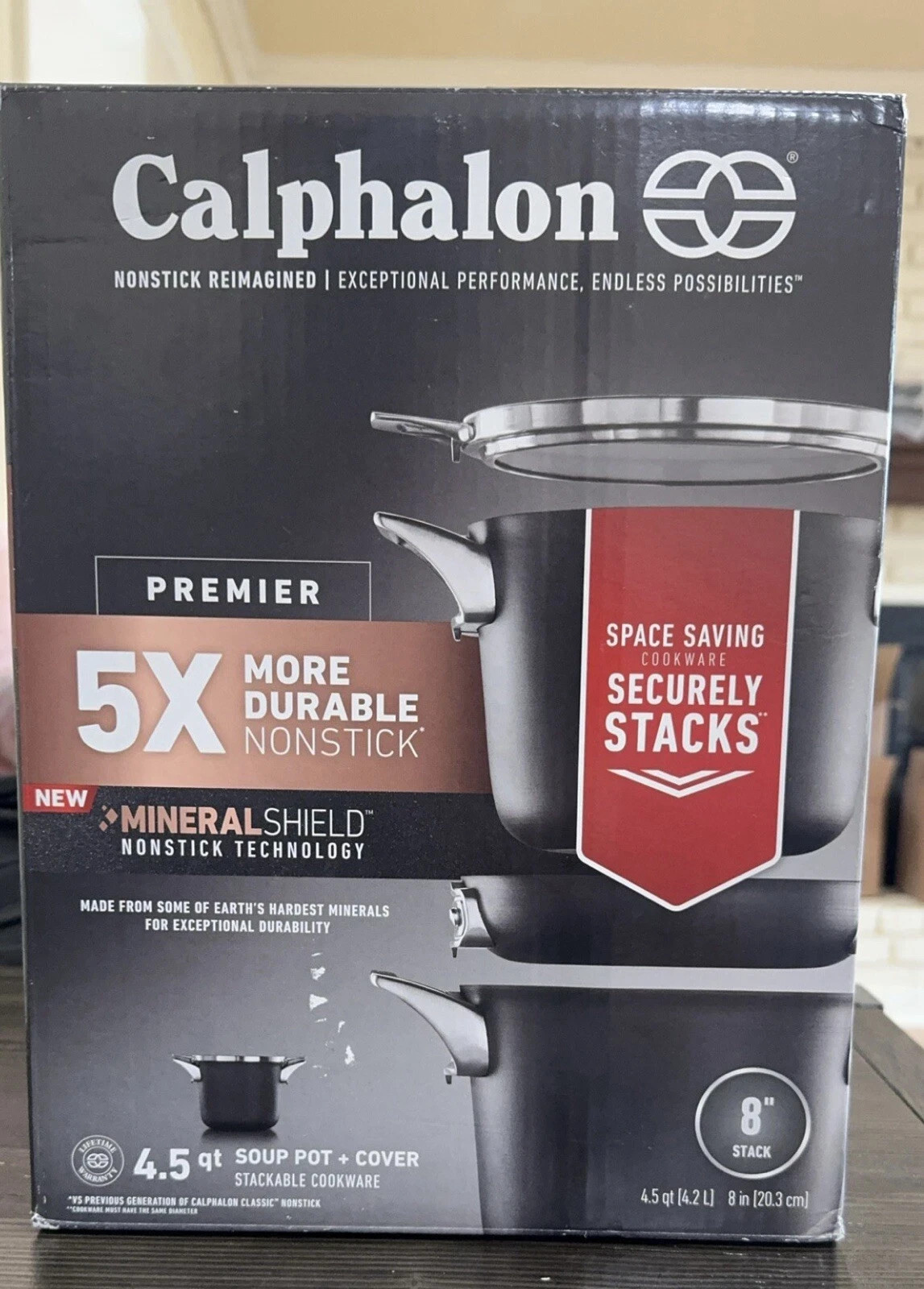 Calphalon Premier Space-Saving Nonstick 4.5 qt. Hard-Anodized Covered Soup Pot