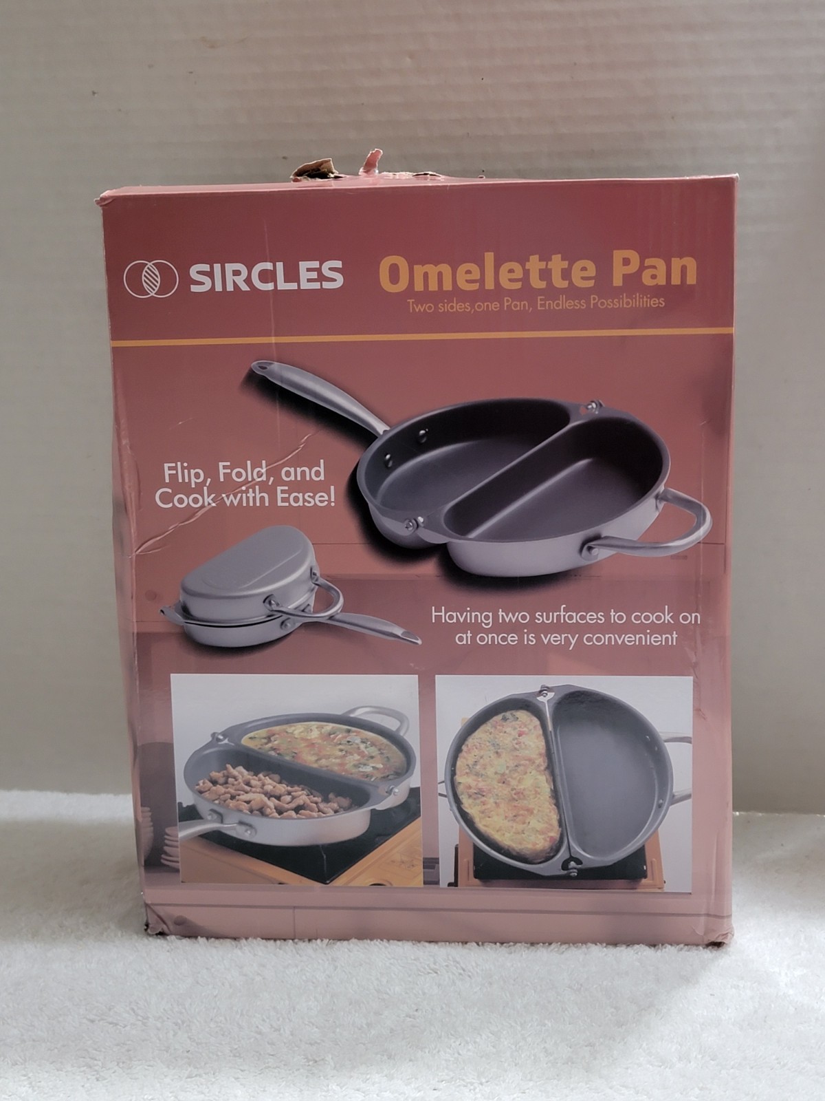NEW Frittata Omelette Pan Non-Stick Aluminum Folding Compact Maker w/Spatula