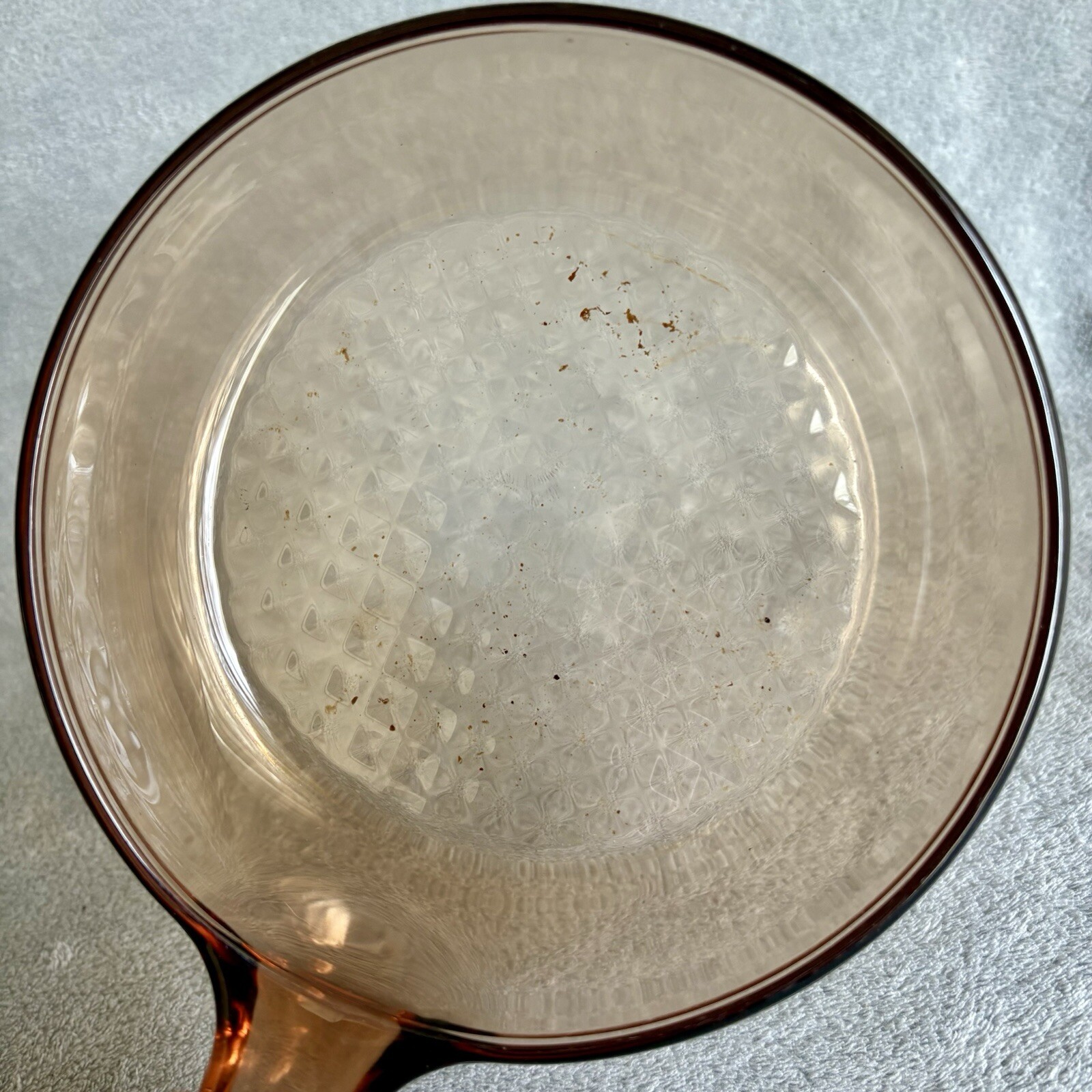 Vintage Corning Ware Vision Amber Glass Cookware 7” Waffle Bottom Skillet