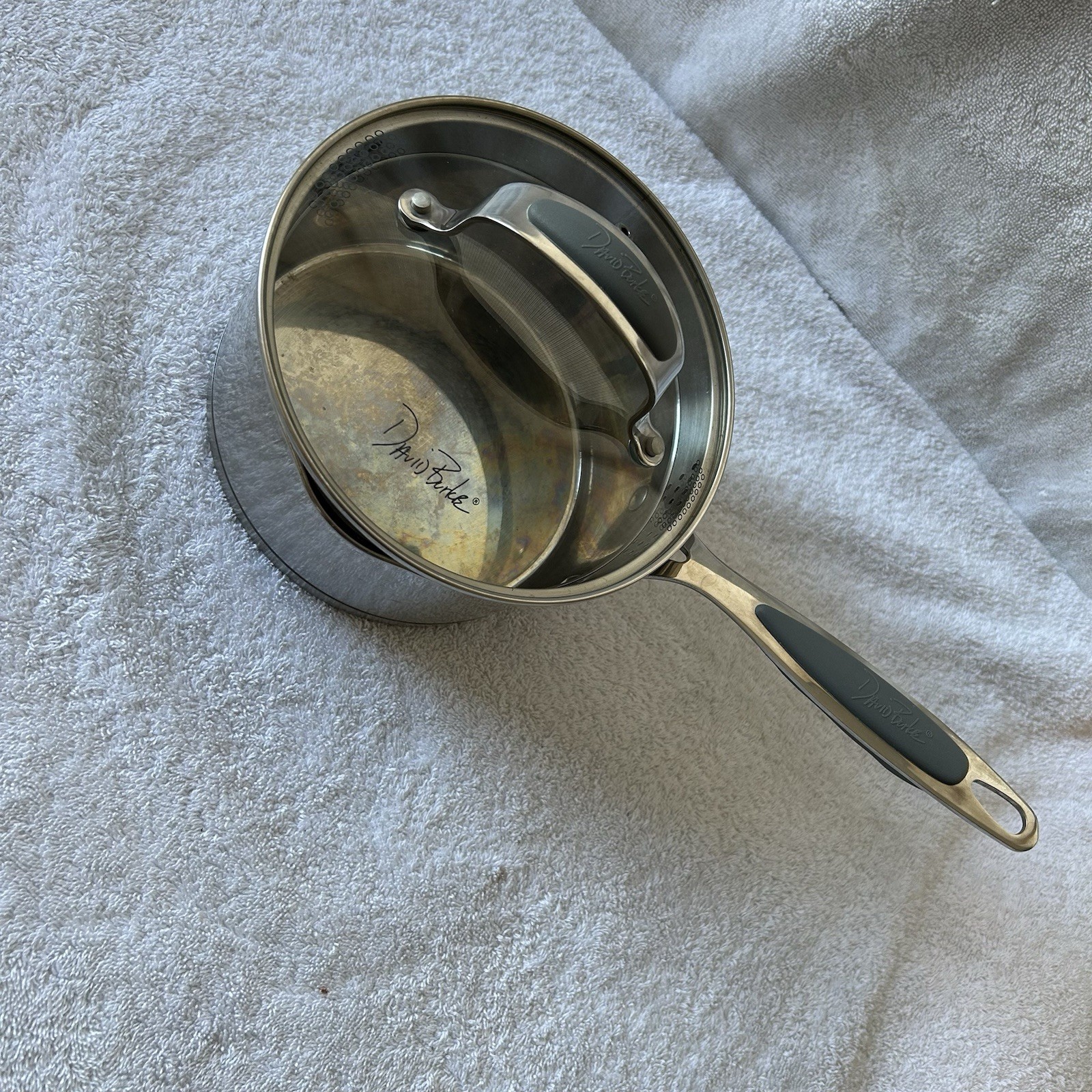 David Burke Heavy Stainless 2.5Qt Sauce Pan Pot With Strainer Lid