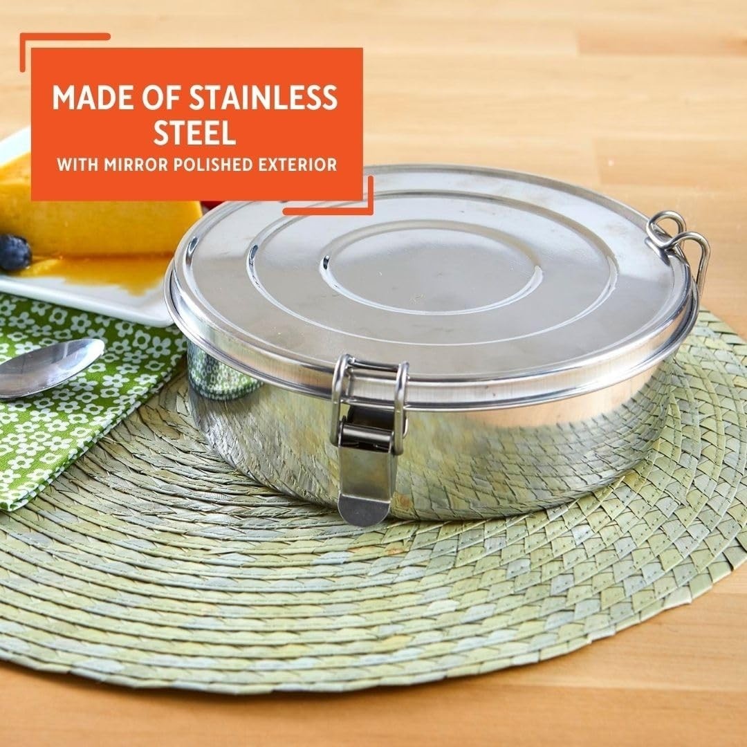 Molde Para Flan De Acero Inoxidable Redondo Con Tapa 8.3” Molde Metálico Plata.