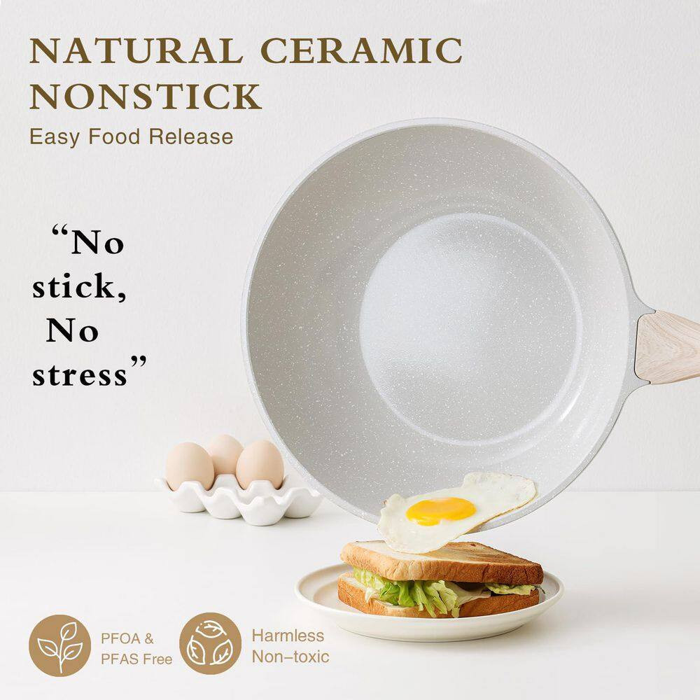 4.25 Qt. Ceramic Nonstick Saute Pan with Lid, Induction Compatible, PFOA PFAS Fr