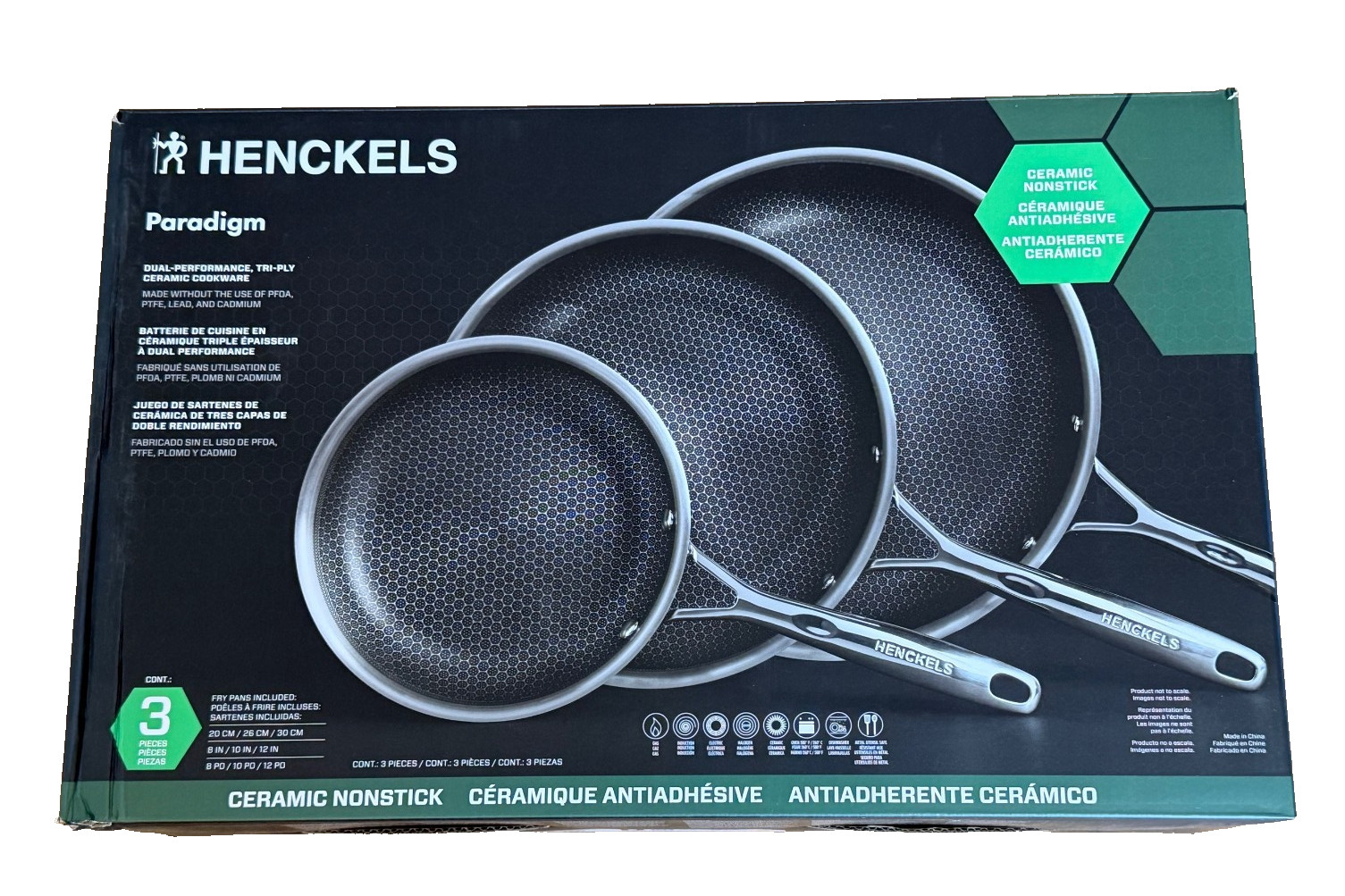 Henckels Paradigm 3-Piece Skillet Set Tri-ply Stainless Steel 3-Layer Nonstick