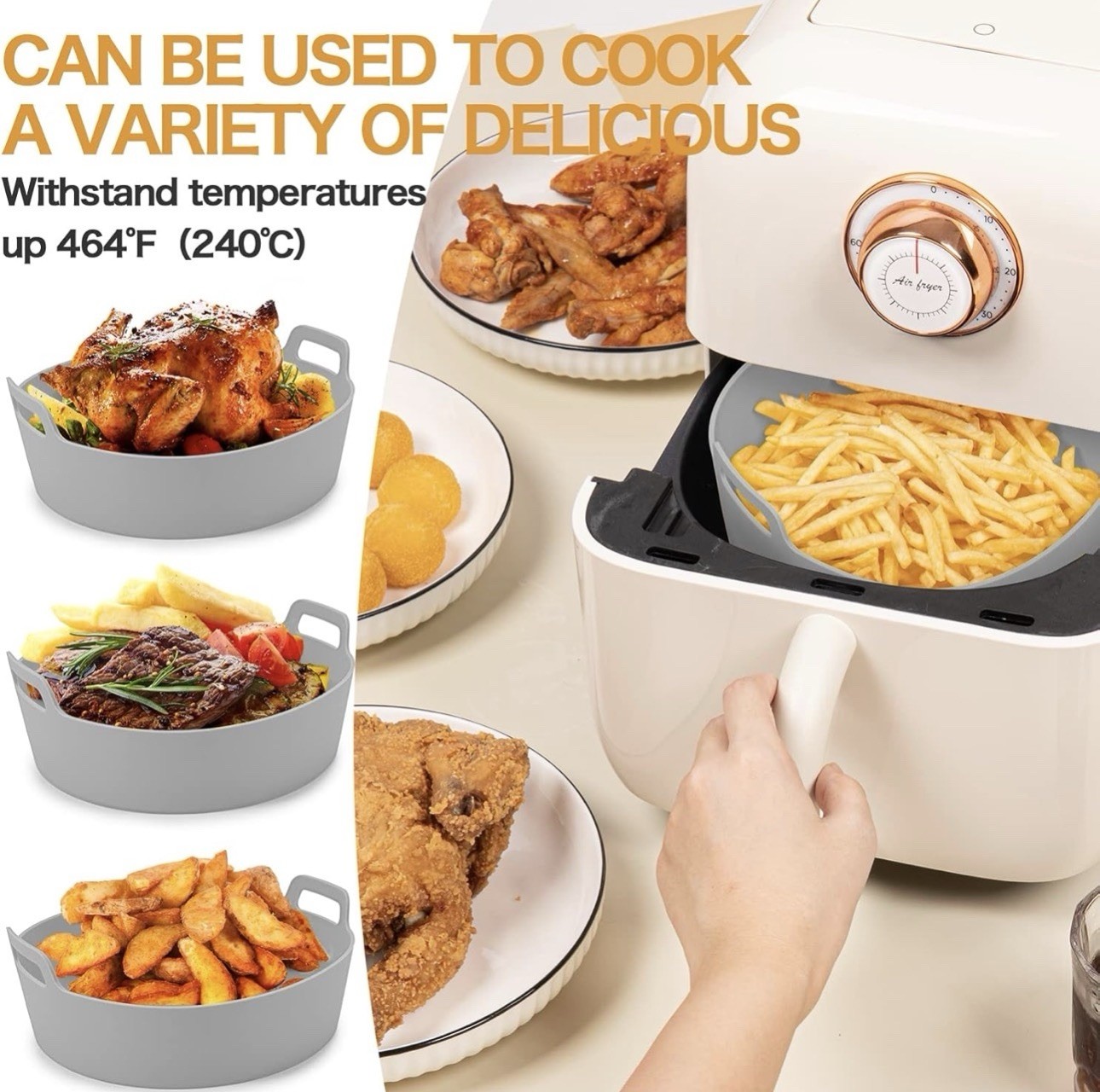 MESADEA Gray Silicone Non-Stick Grill Pan Set, Round, 2-Piece, 9.06 Inch