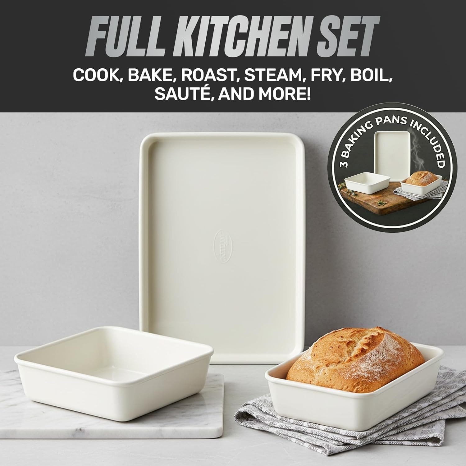 GOTHAM STEEL 20 Pc Ceramic Cookware Set Nonstick, Ceramic Pots and Pans Set Non