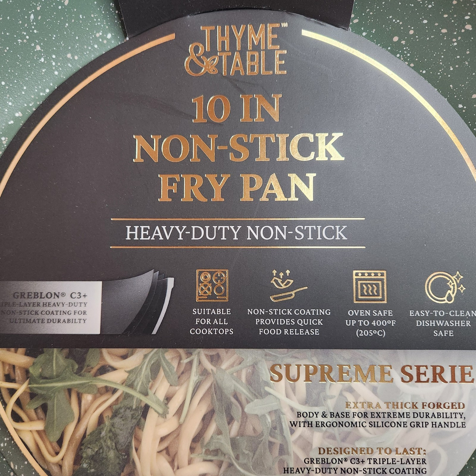 Thyme & Table 10 In Non-Stick Fry Pan Olive Heavy Duty Oven Safe New In Package