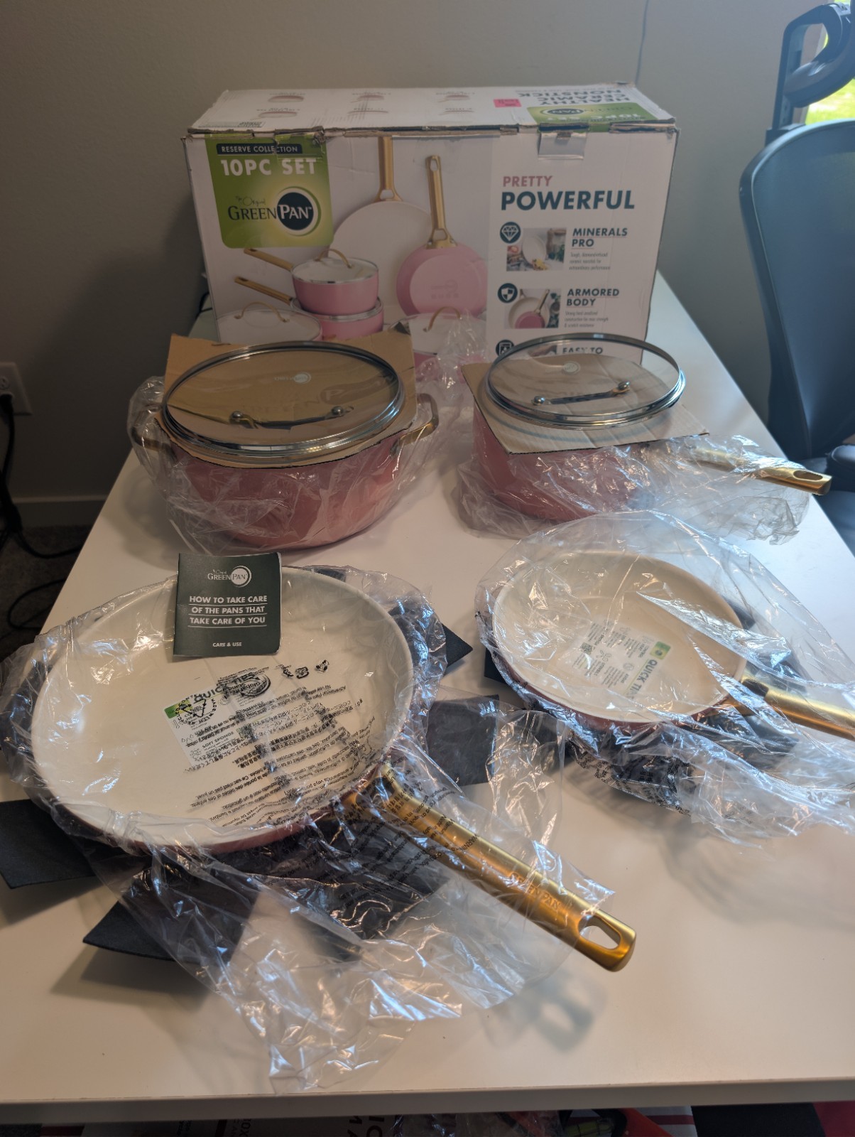 GreenPan Reserve Ceramic Nonstick Cookware Set Pink Gold 6-Piece