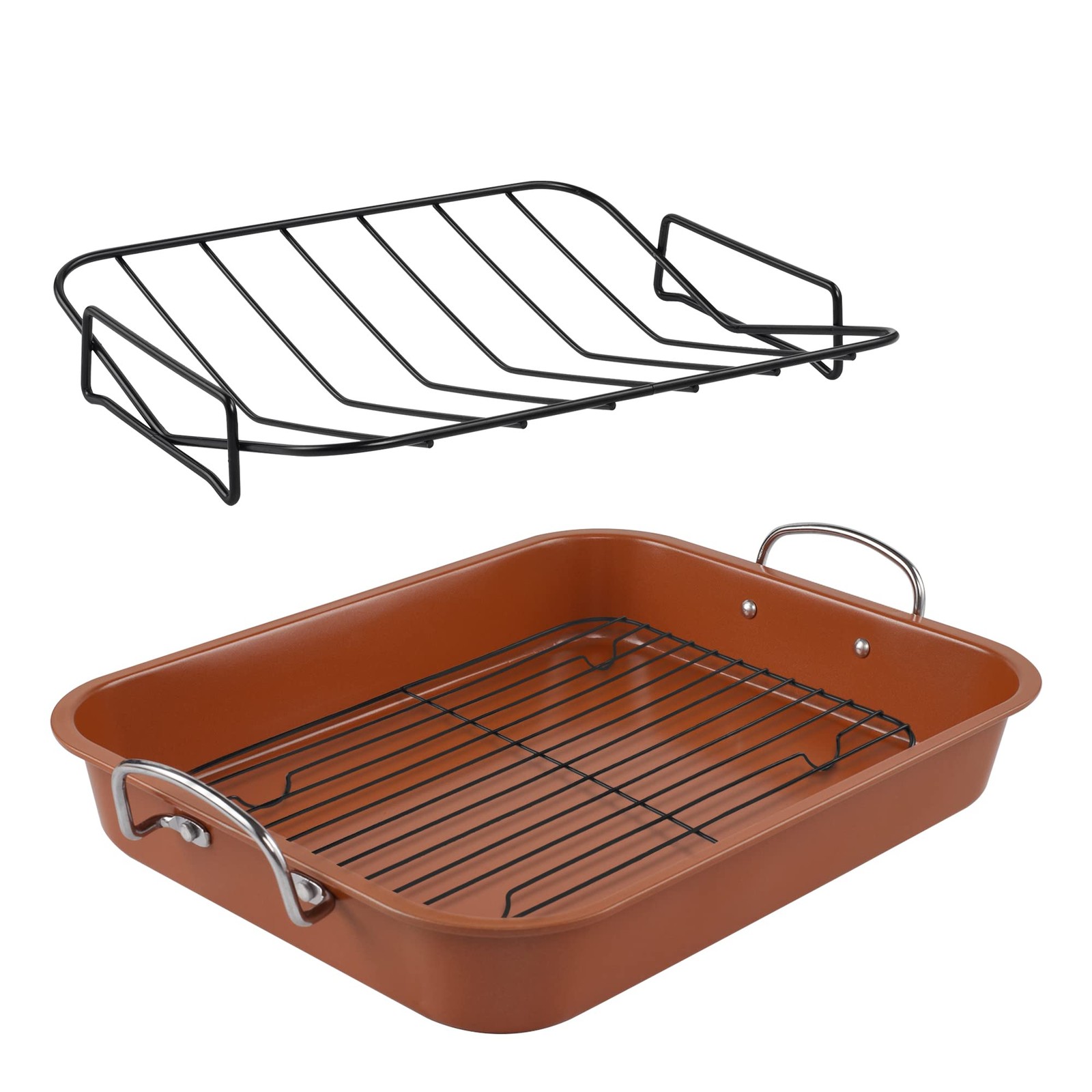 Nonstick Roasting Pan 14.57″x11.25″ – 16 Inch Turkey Roaster with Rack