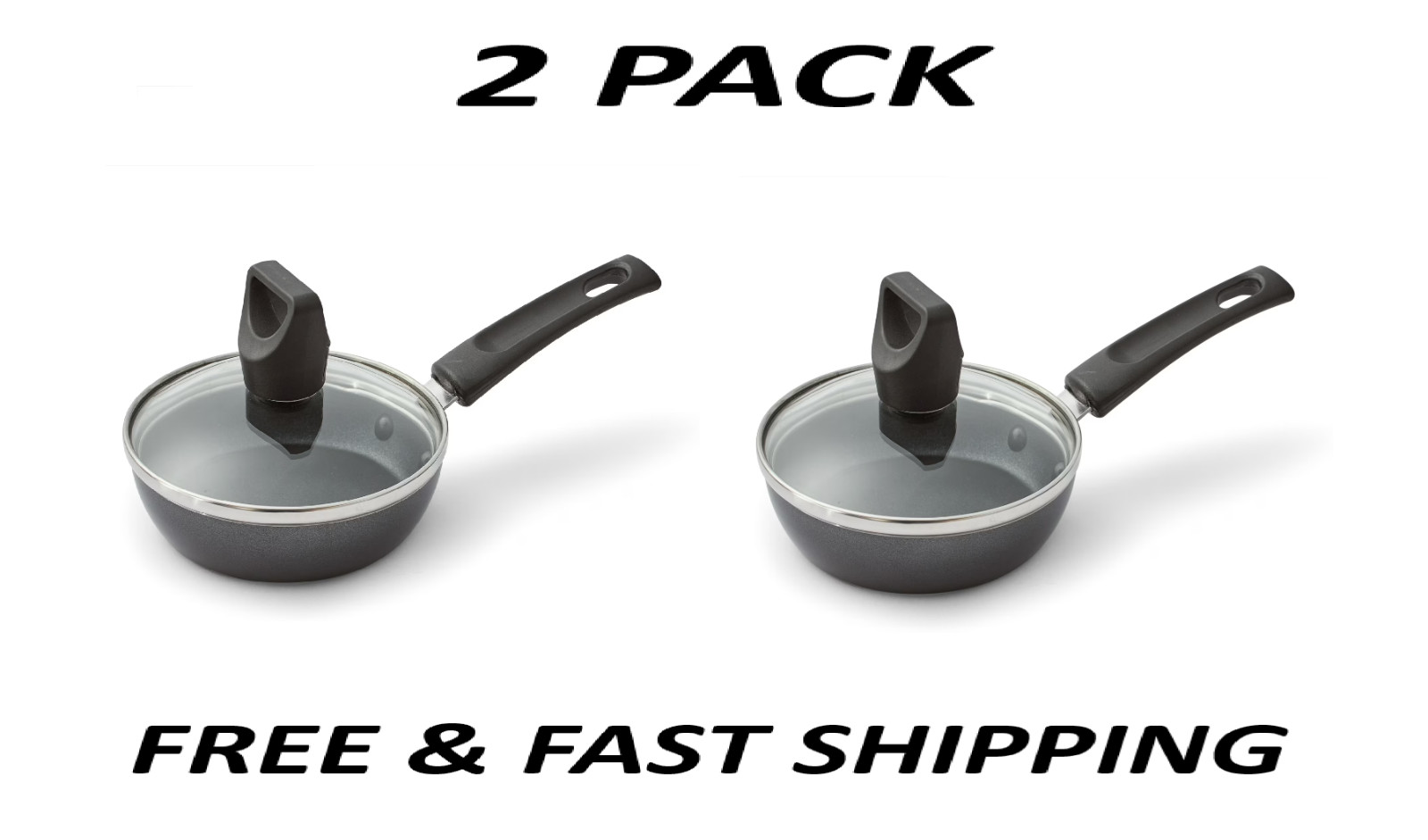 (2 PACK) T-fal Easy Care Nonstick One Egg Wonder Fry Pan with Lid 4.5 Inch Black