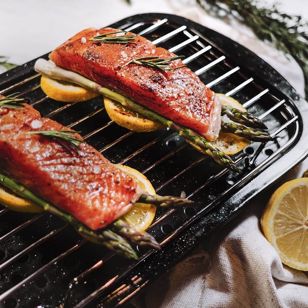 Granite Ware 3 piece multiuse set. Enameled steel bake, broiler pan, and grill w
