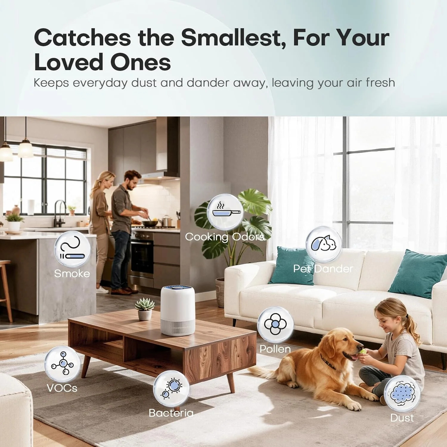 Air Purifiers for Home with H13 True HEPA Filter Up to 1076 Ft² for Pet Hair,