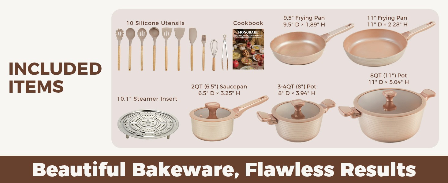 Pots and Pans Set Nonstick, 26 Pcs All-in-One Kitchen Starter Set with Cookware,