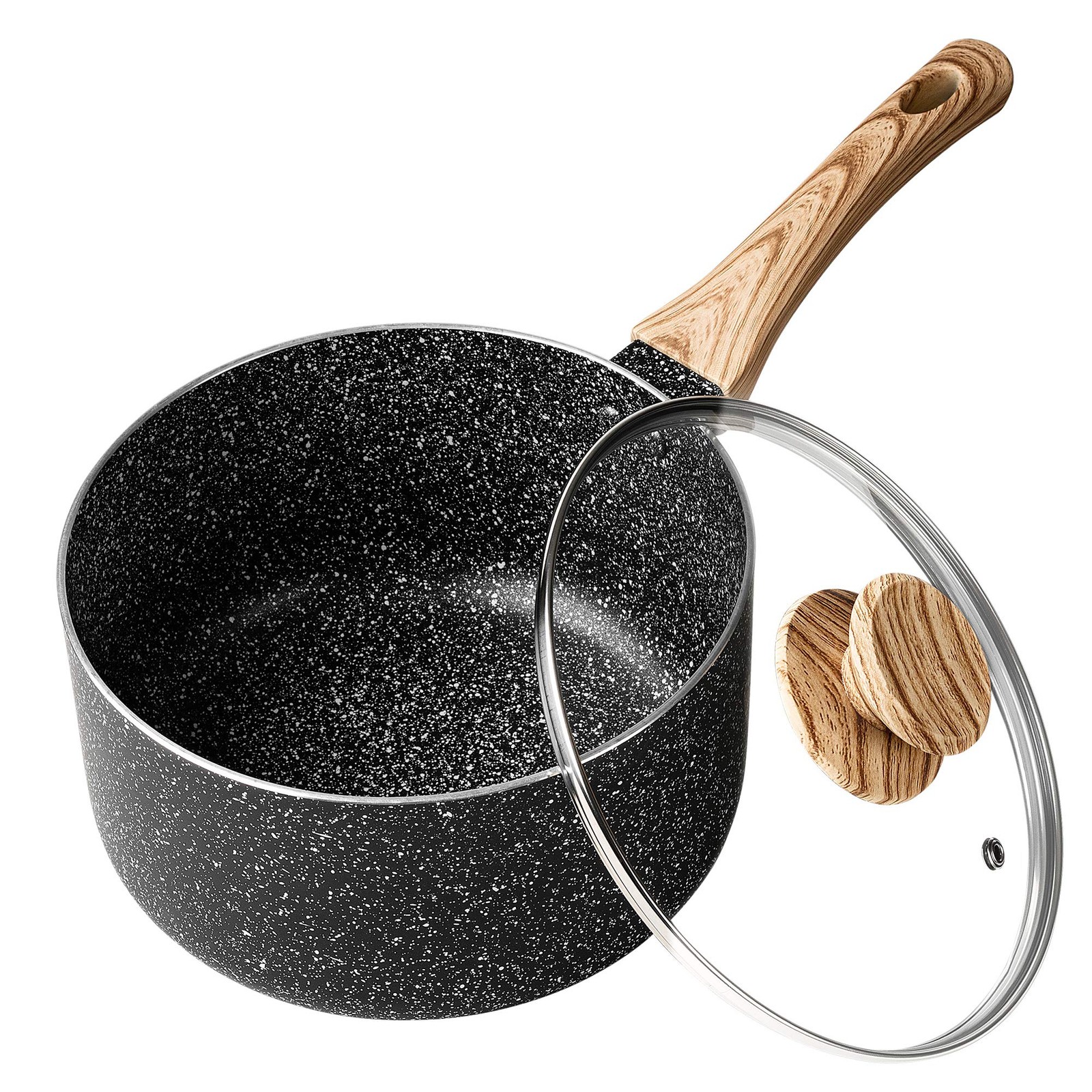 3 Quart Nonstick Saucepan Lid Granite Stone Sauce Pot Bakelite Handle