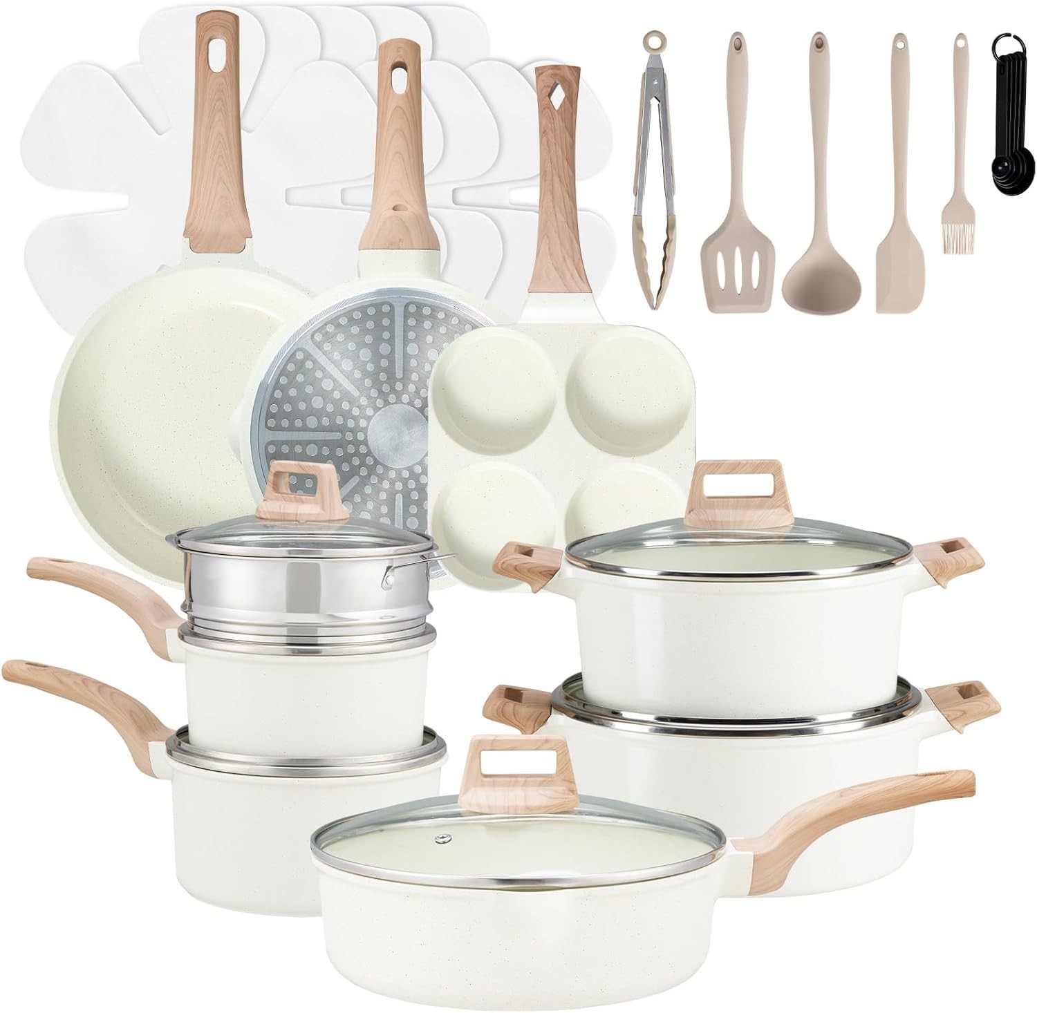 25 Pcs Pots and Pans Set Nonstick Kitchen Cookware Set Induction Cooking Sets