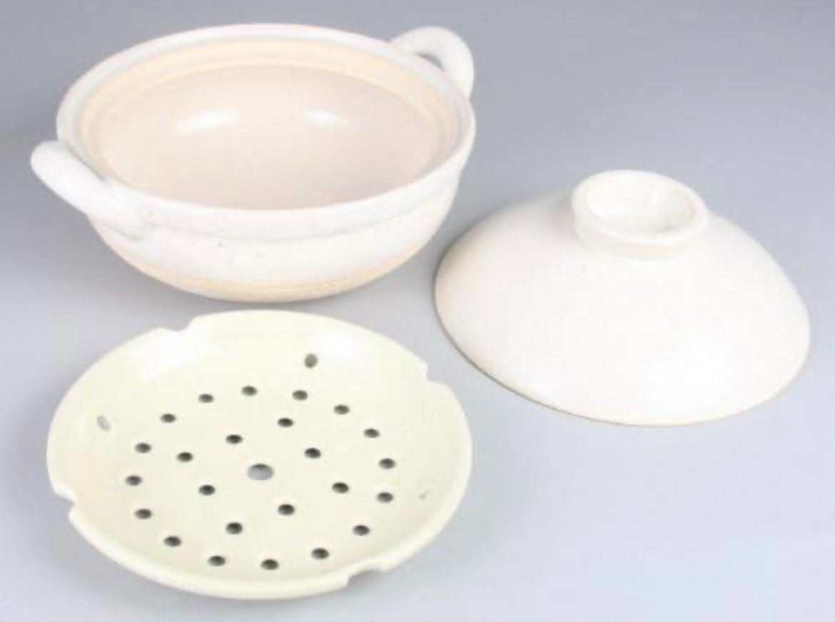 NAGATANIEN IGA ware Donabe Healthy Steam Pot Large 31cm 3-5ppl direct heat White