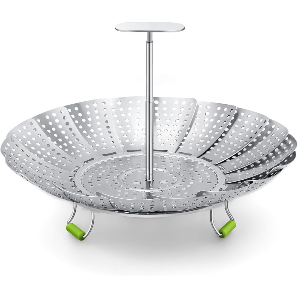 3 Tier Stainless Steel Steamer Basket Expandable Folding Vegetable Insert for