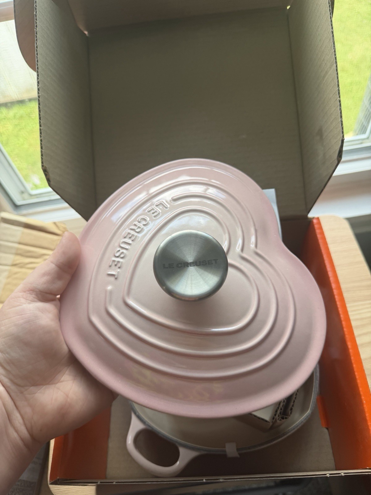 Le Creuset Heart Dish Cast Iron Casserole w/ Lid Shell Pink 20cm 1.0L