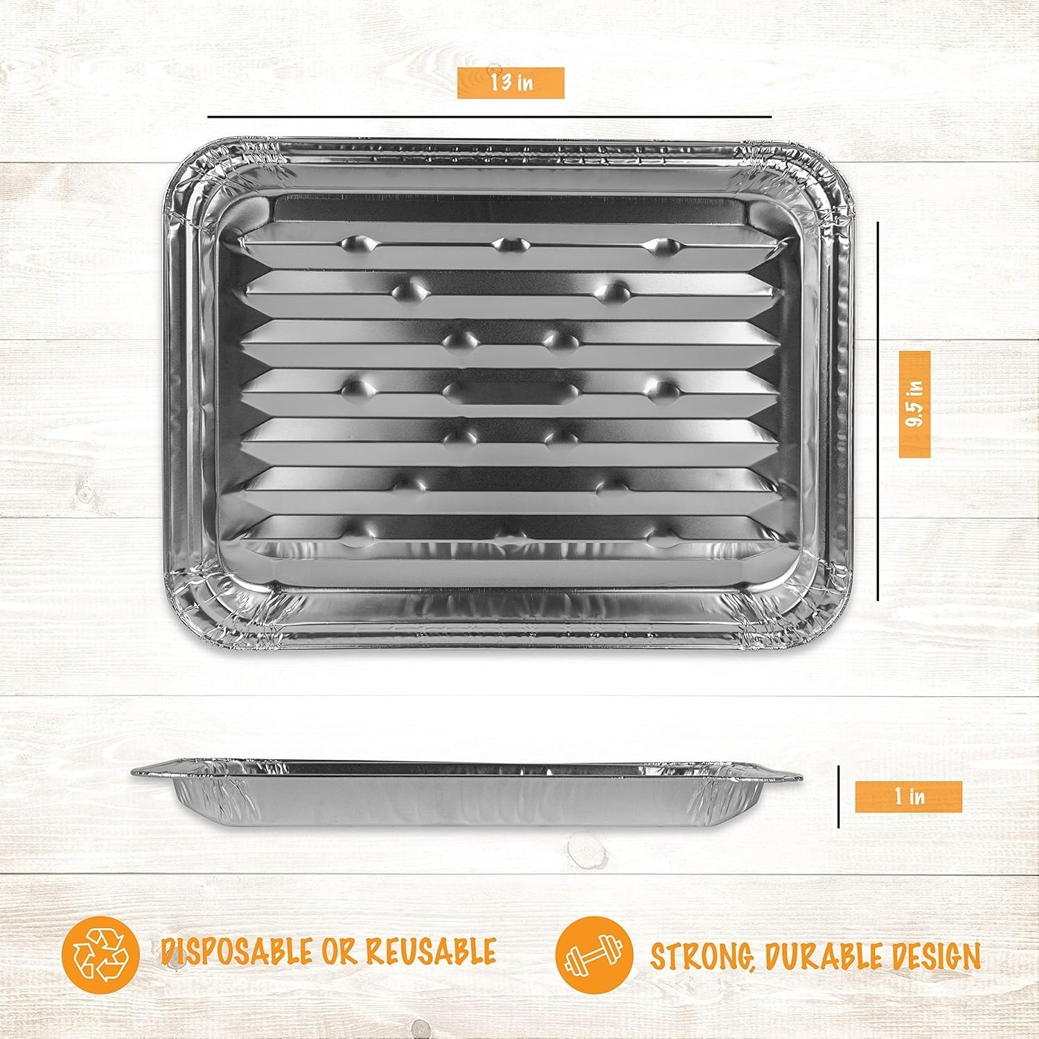 Ribbed Aluminum Grill Liners for Flawless BBQ – 10 Disposable Pans Included