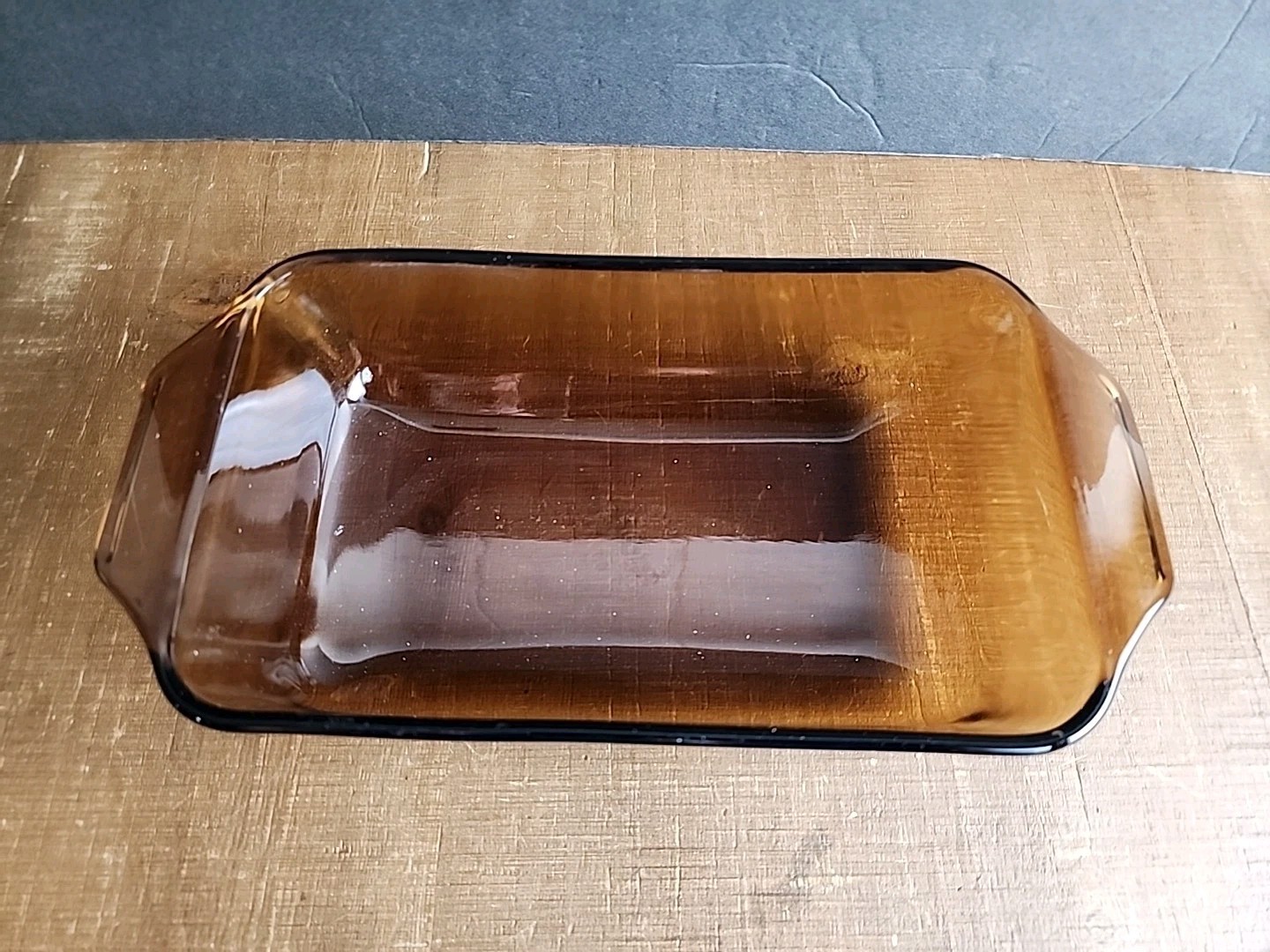 Anchor Hocking Amber Glass Baking Pan Dish Loaf Pan #442 1.5 PT.