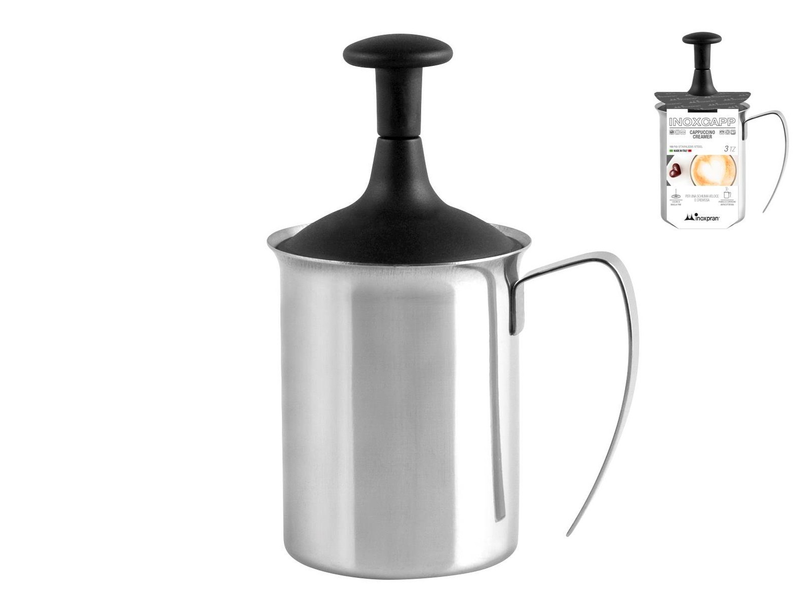 Inoxpran Stainless Steel Creamer 18/10 Cups 3 Foldable Handle Gray