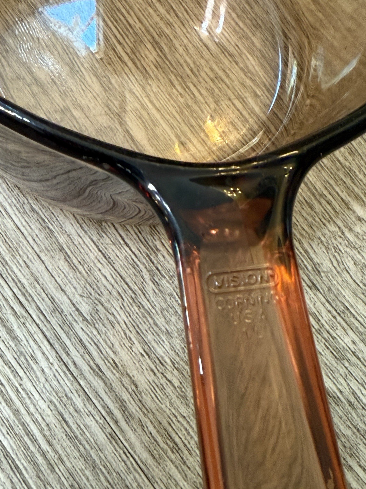 Vintage Corning Amber Vision Ware 1 Liter Sauce Pan Pot Pour Spout No Lid USA